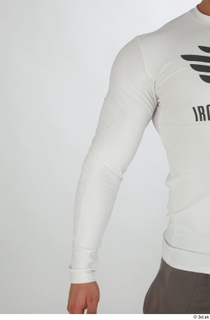 Joel arm dressed sports upper body white long sleeve shirt…